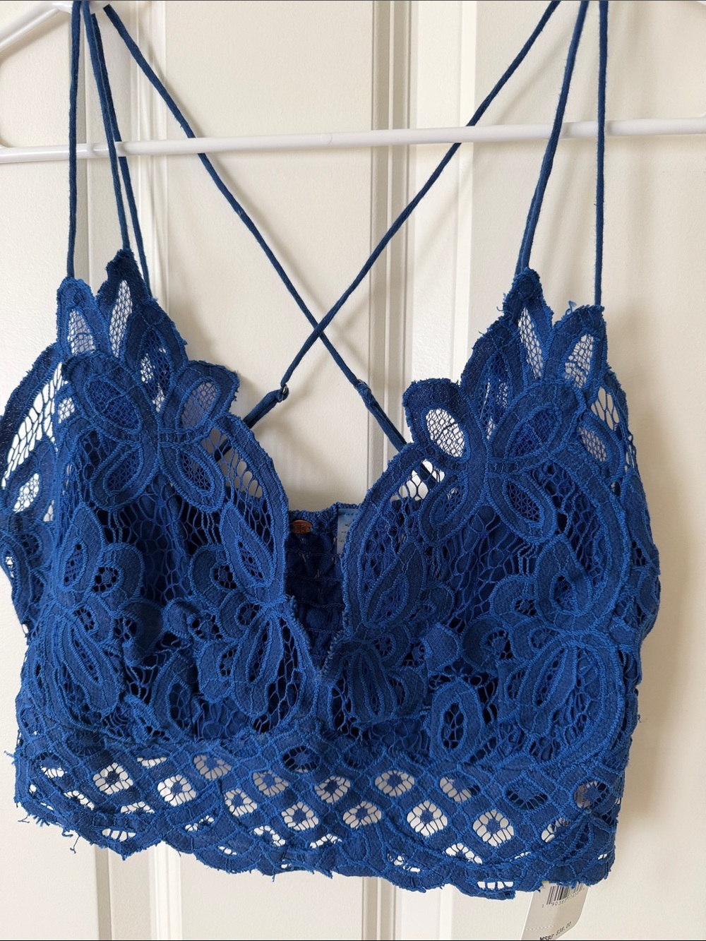 Lace Crochet Bandeau Bralette - Deep Blue